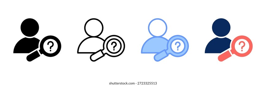 Ícone Nível de curiosidade define coleção de vários estilos