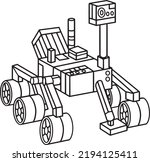 Curiosity Mars Rover Isolated Coloring Page 
