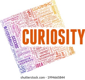 Curiosity vector illustration word cloud isolated on a white background.