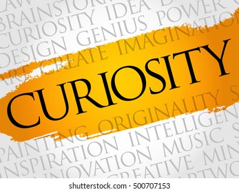 Curiosity word cloud collage, creative business concept background