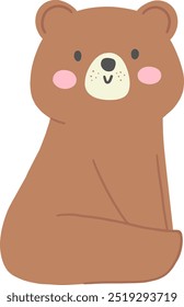 Curious Bear Turning Around - Flat Design for Children's Books