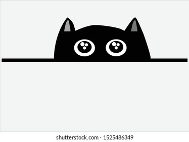 Curious Black Cat Peeking Out Stock Vector (Royalty Free) 1525486349 ...