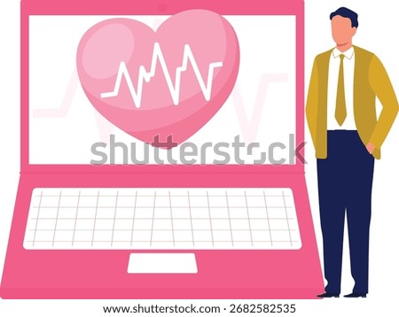 A curious boy carefully monitors his pulse using a measuring machine, fascinated by the rhythmic beats and the digital readout displaying his heart's activity