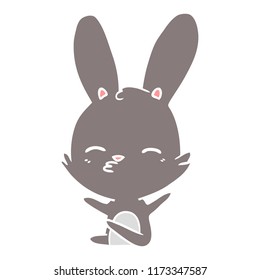 curious bunny flat color style cartoon