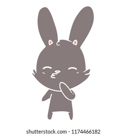 curious bunny flat color style cartoon