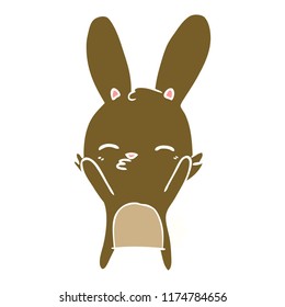 curious bunny flat color style cartoon