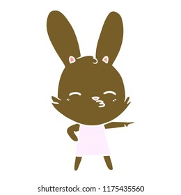 curious bunny flat color style cartoon