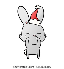 seltsamer, von Hand gezeichneter Farbverlauf-Cartoon eines mit Santamütze