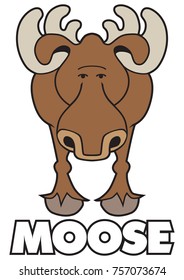 Curious cartoon moose is staring toward viewer