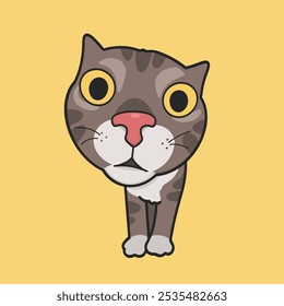 Curious Cat Meme Sticker Vector Cute Illustration