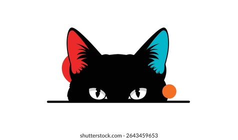 The Curious Cat Peeking Over the Edge A Colorful and Mysterious Silhouette