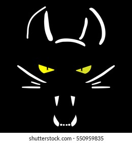 Curious cat is watching, symbol, icon, logo.