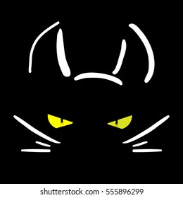 Curious cat is watching, symbol, icon, logo.