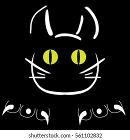 Curious cat is watching, symbol, icon, logo.