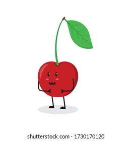curious cherry fruit cute character mascot vector design