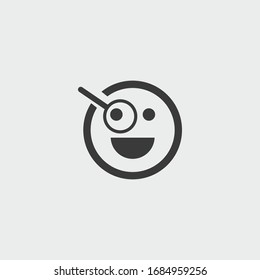 Curious Emoji Icon. Curious Emoji Vector On Gray Background