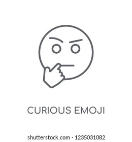 Curious emoji linear icon. Modern outline Curious emoji logo concept on white background from Emoji collection. Suitable for use on web apps, mobile apps and print media.