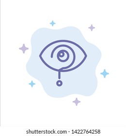 Curious, Exclamation, Eye, Knowledge, Mark Blue Icon on Abstract Cloud Background