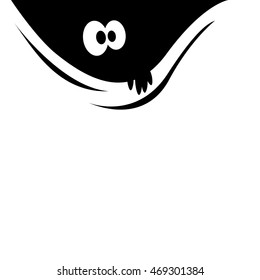 Curious eyes looking out of the darkness. Sticker on a car or a refrigerator