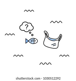 Curious fish is wondering what the plastic bag is. 