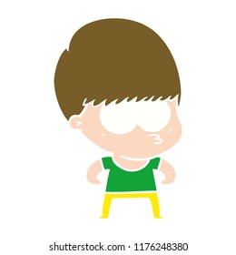 niño de dibujos animados curiosos de color plano
