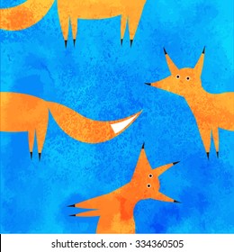 Curious fox peeking over a blue background