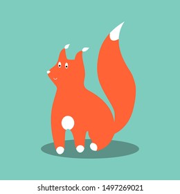 Curious fox sits and looks in the frame