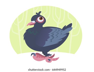 Curious funny pigeon. Vector illustration.