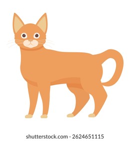 Curioso gato gengibre em pé e olhando para a frente com curiosidade