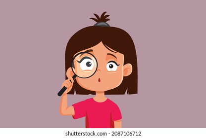 Curious Girl Holding a Magnifying Glass Vector Cartoon Illustration

Smart child using magnifier for science study and learning
