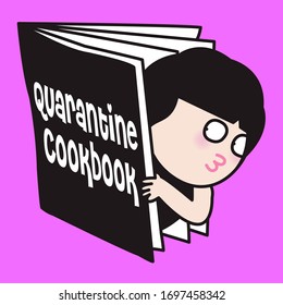 Curious Girl Walking In To The Quarantine Cookbook Concept Card Character illustration