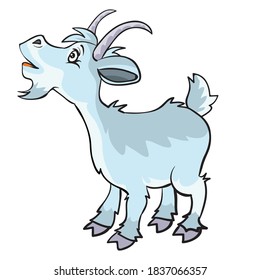 curious goat character, cartoon illustration, isolated object on white background, vector, eps