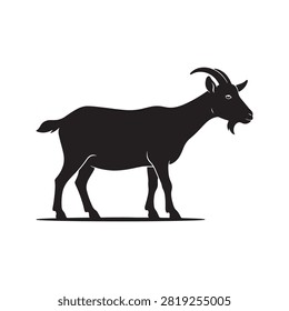 Curious Goat Elegant Silhouette Vector Artwork