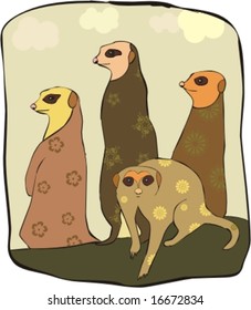 Curious gophers on walk in the field