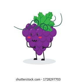 curious grape fruit cute character mascot vector design