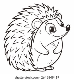 Curious Hedgehog a cute little hedgehog with big eyes and tiny paws, curled up in a ball