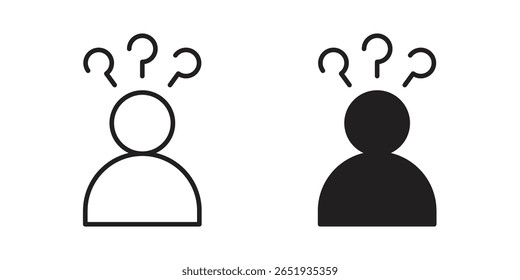 Curious human icon. Flat and stroke versions. Graphic elements.