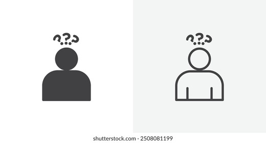 Curious human icon in solid and outlined style