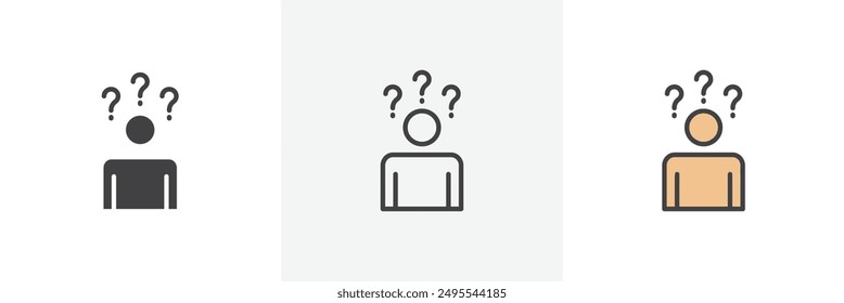 Curious human icon symbol collection on white background.