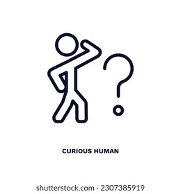 curious human icon. Thin line curious human icon from feeling and reaction collection. Outline vector isolated on white background. Editable curious human symbol can be used web and mobile