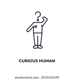 curious human outline icon. Linear vector from feelings concept. Thin line curious human icon isolated on white background