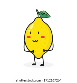curious lemon fruit cute character mascot vector design