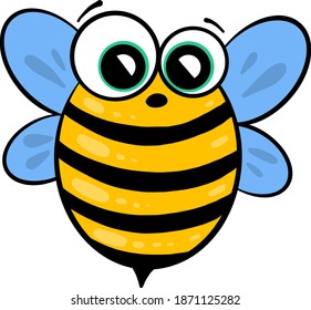 Curious little bee, illustration, vector on white background.