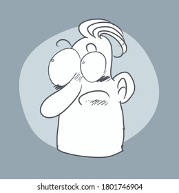 a curious man cartoon, vector illustration. background and figure are in different layers.