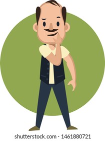 Curious man, illustration, vector on white background.