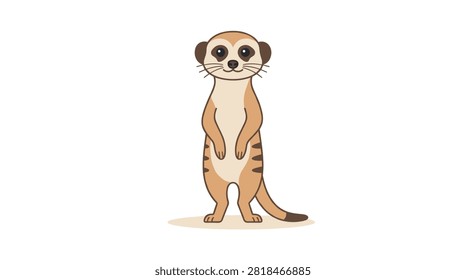Curious Meerkat Standing Upright Looking Around Alternate Vector