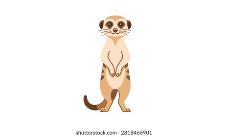Curious Meerkat Standing Upright Looking Around Vector Art