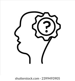 Curious Mind icon. confuse and worry with stress and unsure human mind with doubt and query symbol. curious and secret mystery in brain vector concept. why question in head of curious mind logo sign