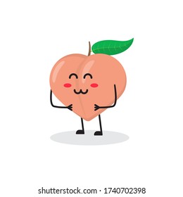 curious peach fruit cute character mascot vector design