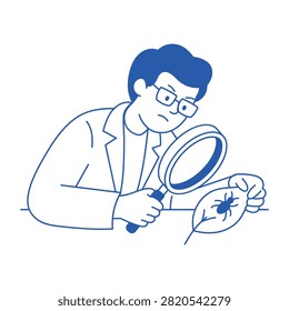 Curious person closely examining a small insect.